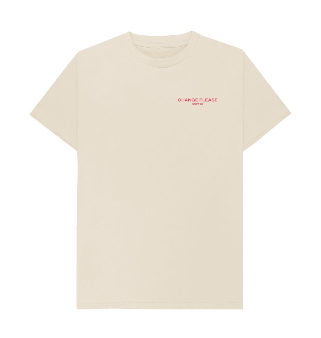 Change Please Organic Cotton T-Shirt - Word Mark - Cream