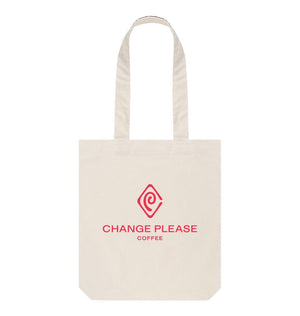 Natural Change Please Logo Cream Tote bag