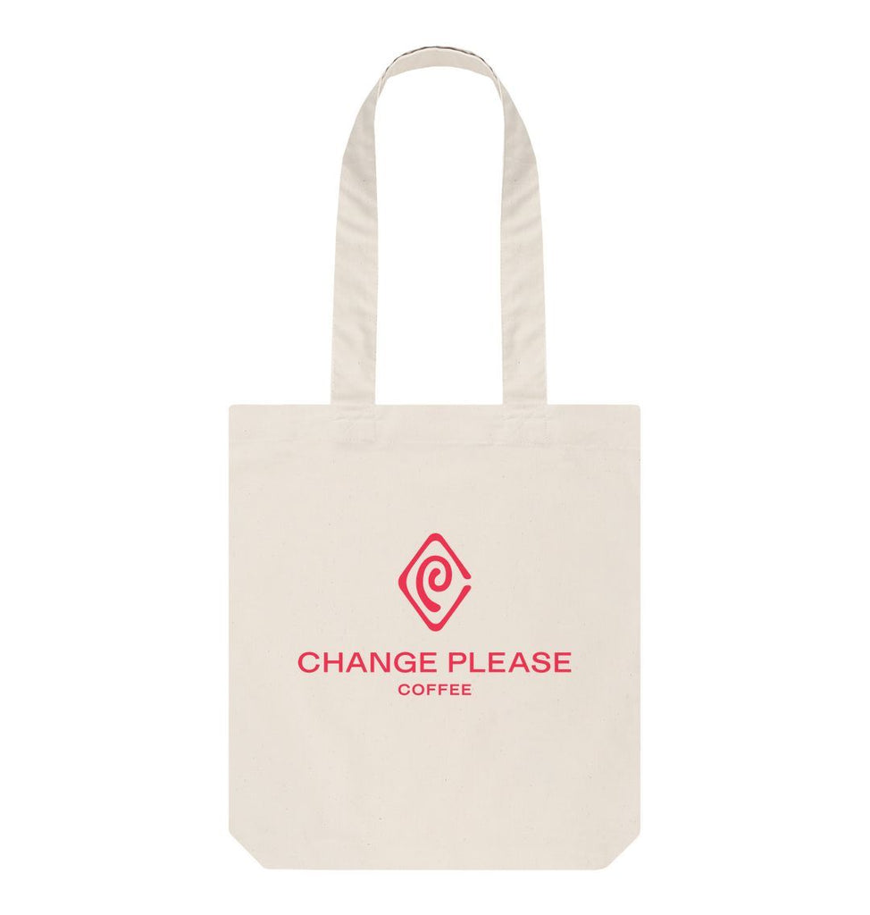 Natural Change Please Logo Cream Tote bag